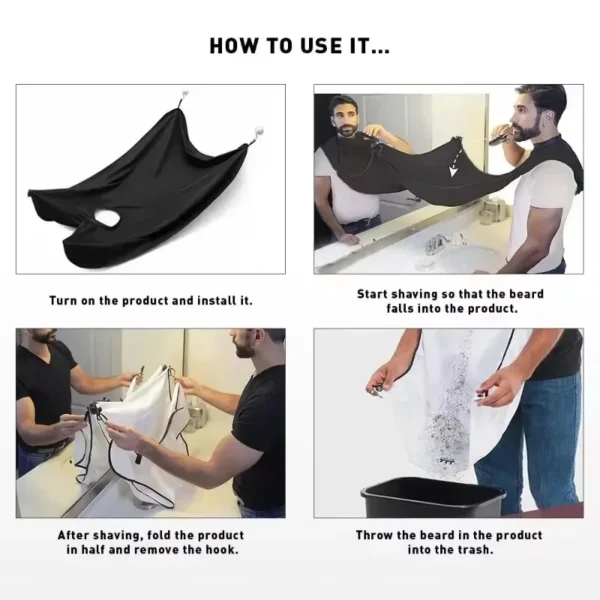 Men's Shave Beard Collector Non-Stick Beard Shaving Cape with Strong Suction Cup Men Gift Beard Gathering Cloth Bib Apron 5